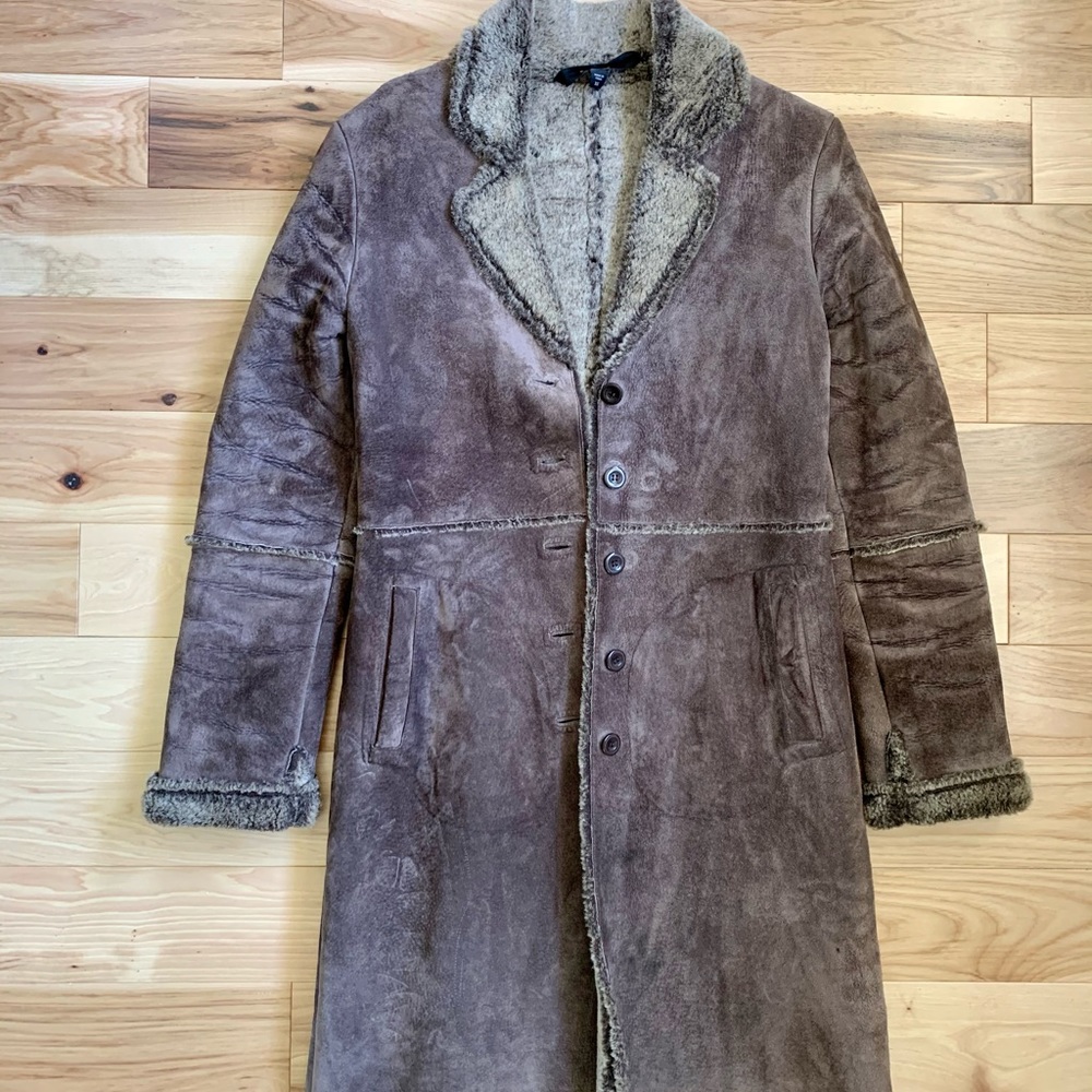 Suede leather coat